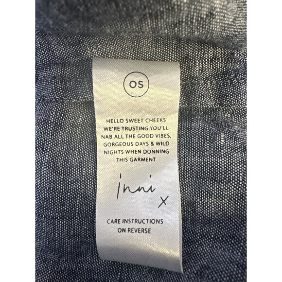 Innika Choo Blue Maxi Dress w/Orange Floral Embroidery & Tie Straps OS - Picture 8 of 9